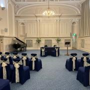 Photo of the Victoria Hall set for a ceremony 